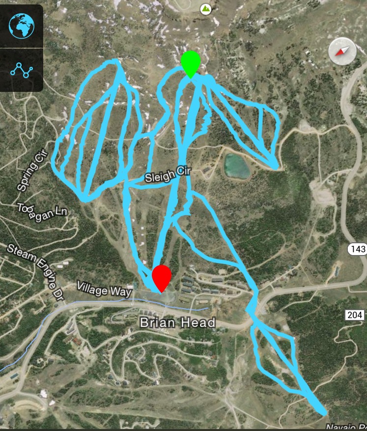 Our tracks from the day at Brian Head, March 2015