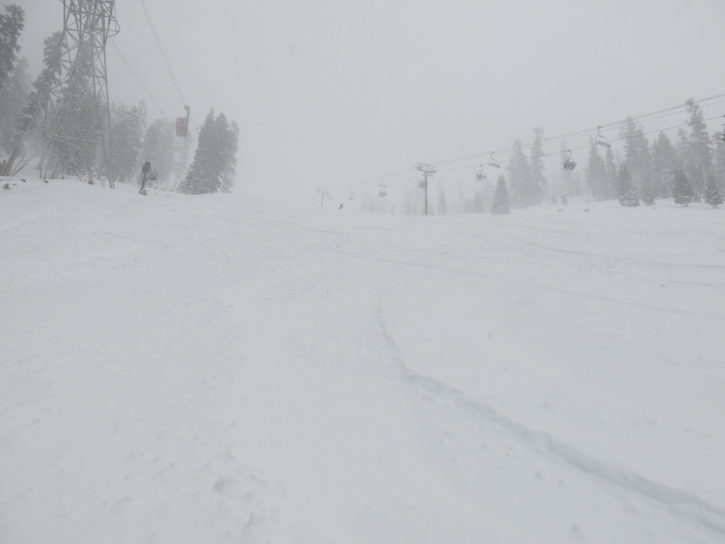 Powder at the bottom of East Bowl at the California side of Heavenly, January 2015