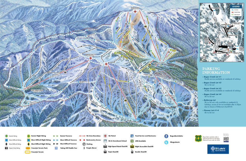 Bogus Basin trail map, 2015-16