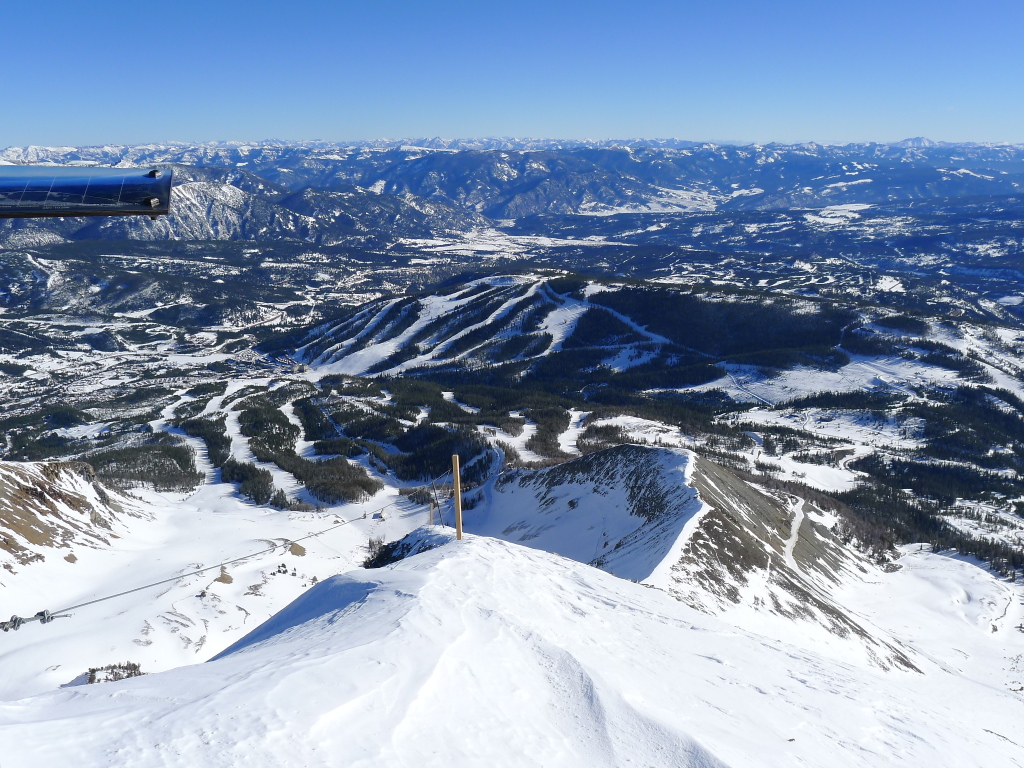 View down to the Village at Big Sky from Lone Peak, January 2014