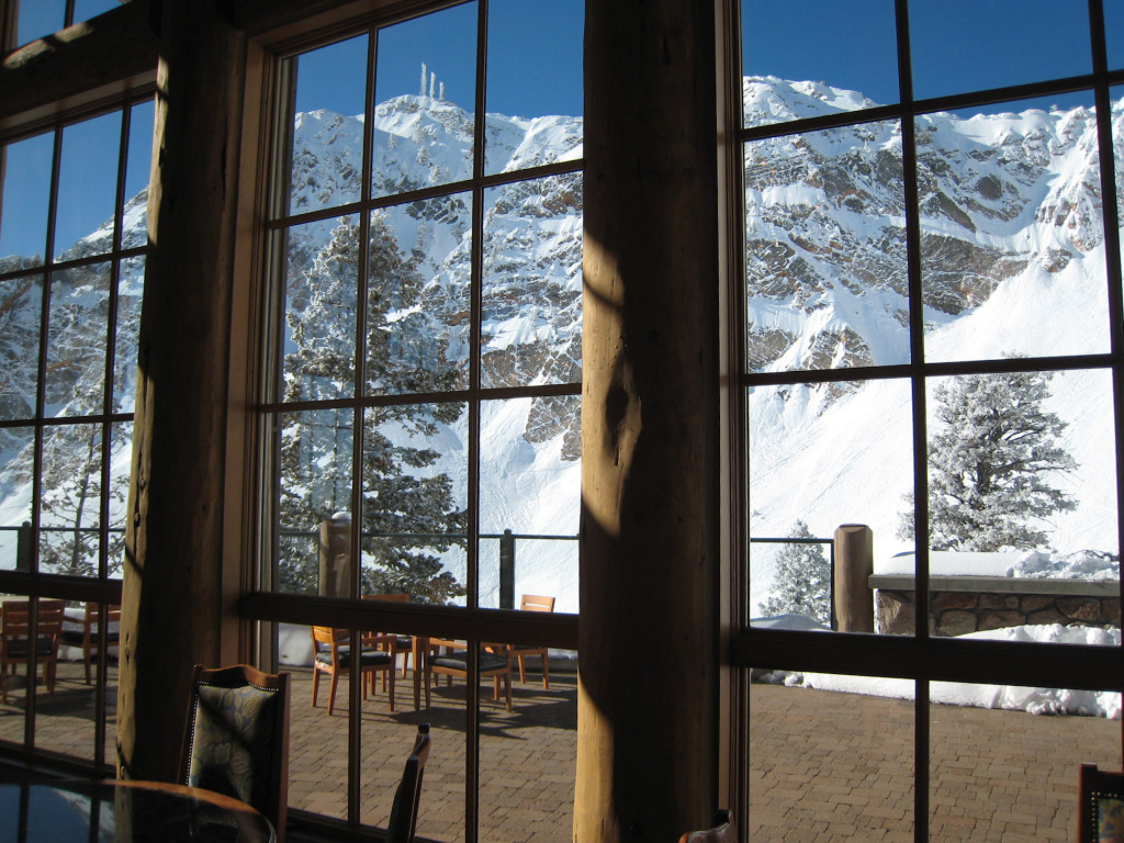 Looking out the windows from the John Paul lodge at Snowbasin, February 2008