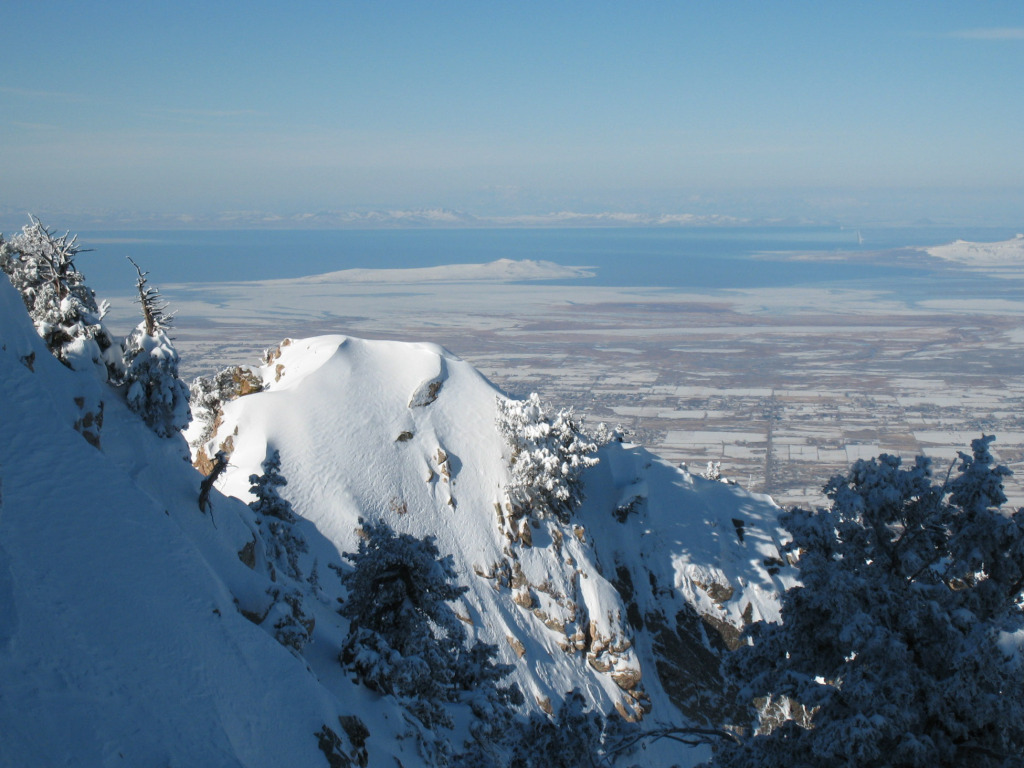 View of the Great Salt Lake from the top of Snowbasin, February 2008