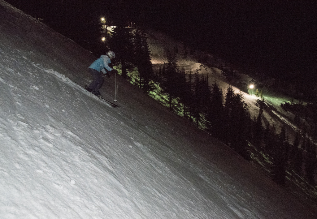 Steep groomer at Mt. Hood Skibowl, February 2017