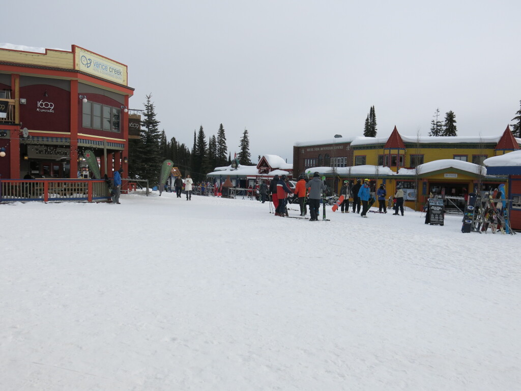Colorful mid-mountain village at Silver Star, February 2017