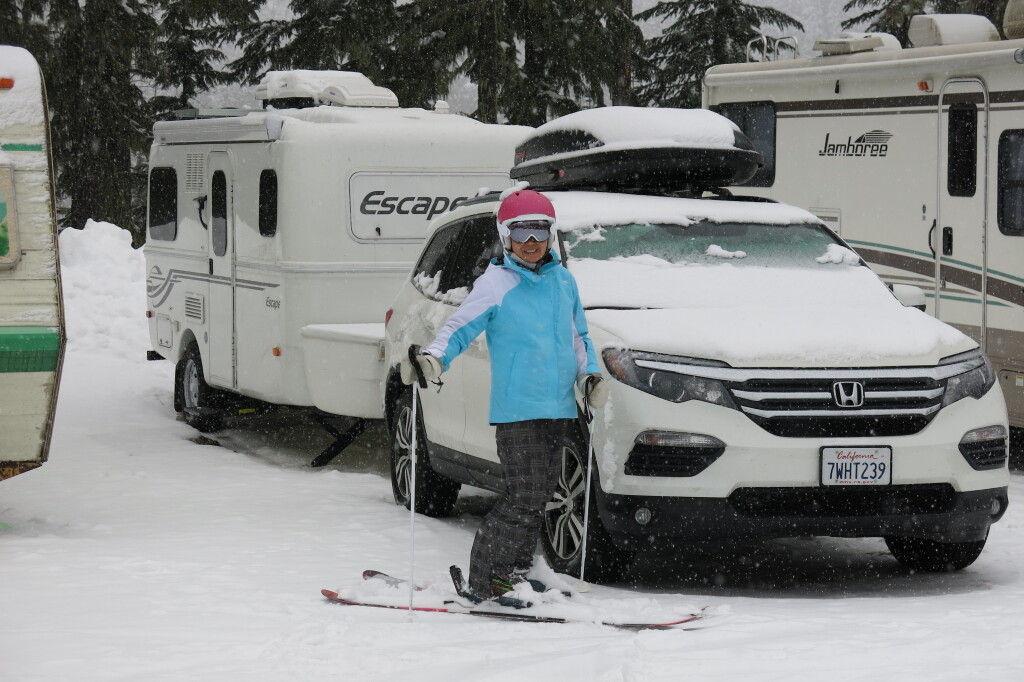 Skiing back to the RV lot at White Pass, December 2017
