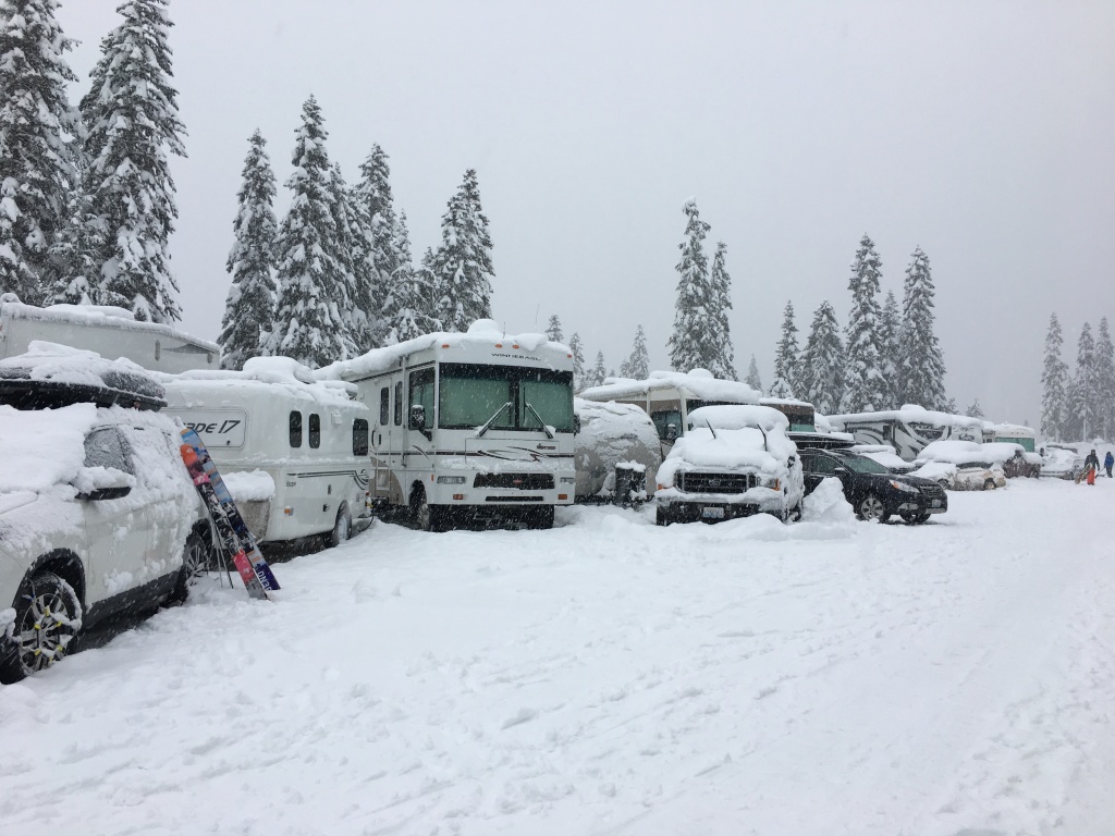 Our rig in the Stevens Pass RV parking lot