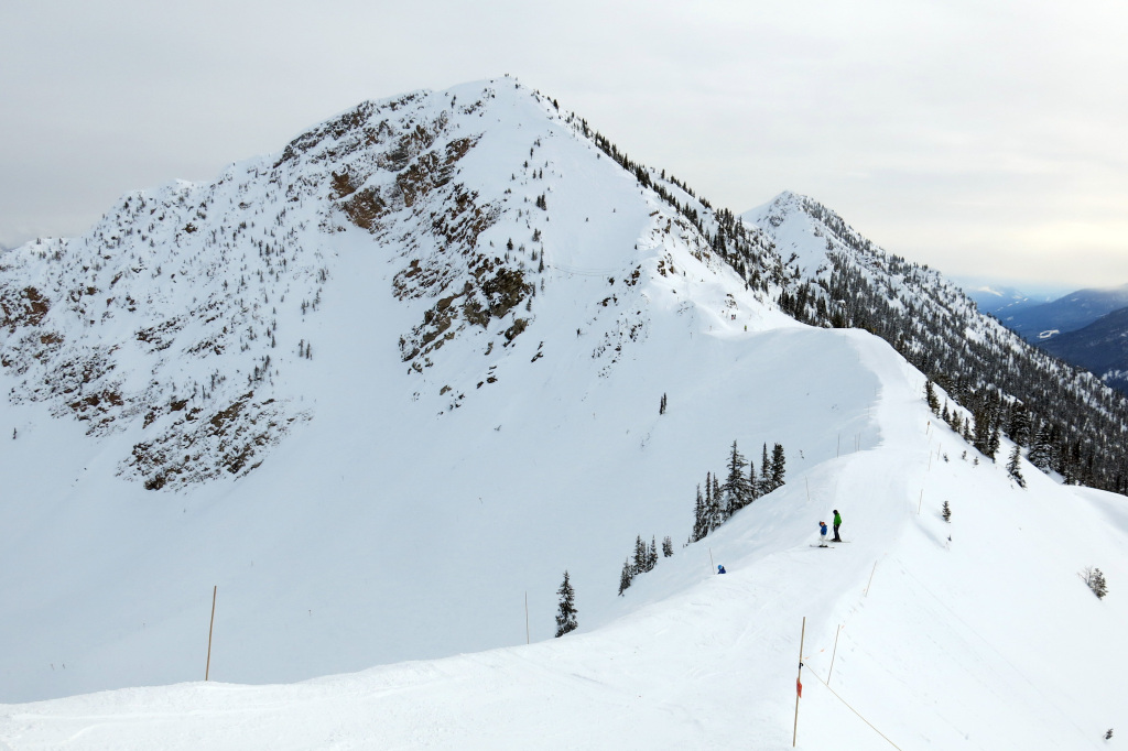 View of "Bowl Over" and Terminator Peak from the top of the Gondola at Kicking Horse, February 2018
