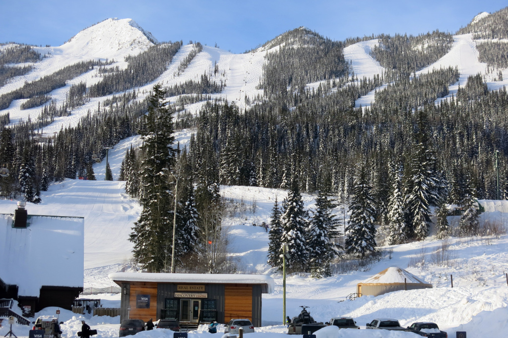 View of Kicking Horse from the base, February 2018