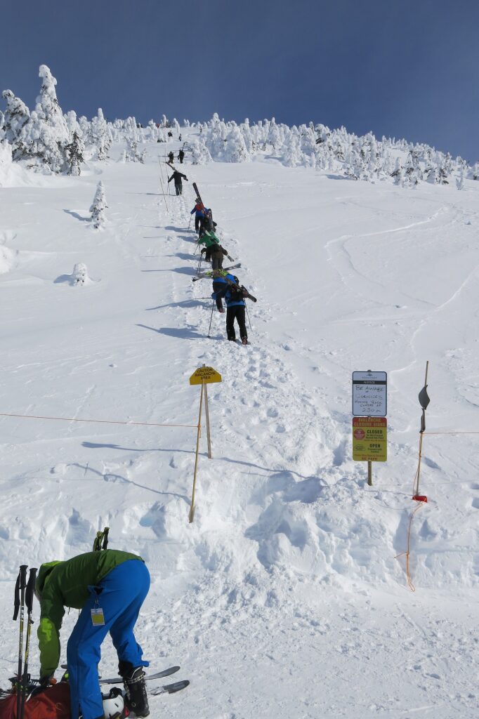 Longer hike to upper North Bowl at Revelstoke, February 2018
