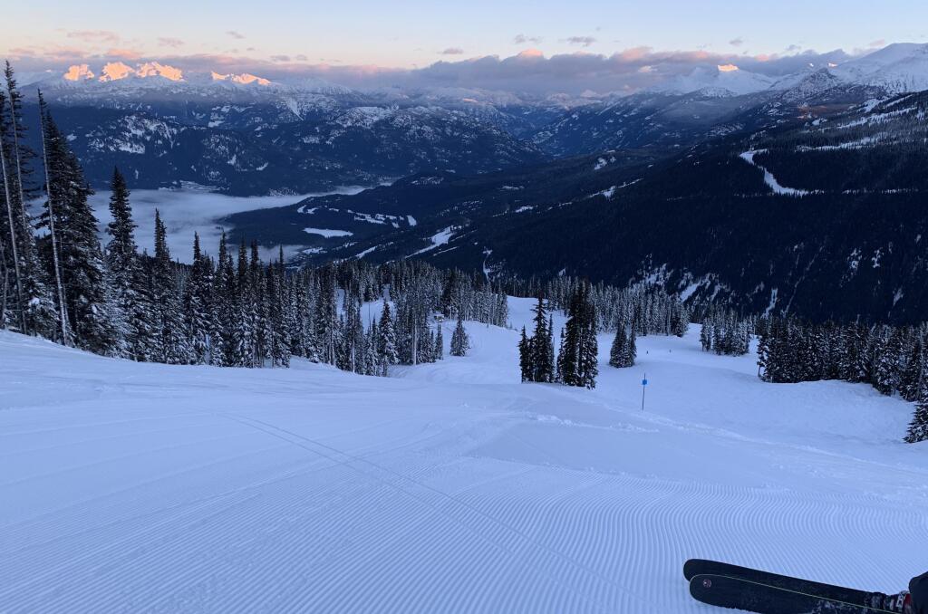 First tracks at Whistler before sunrise