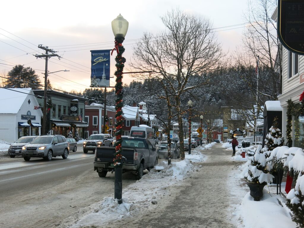 Quaint downtown Stowe, January 2019