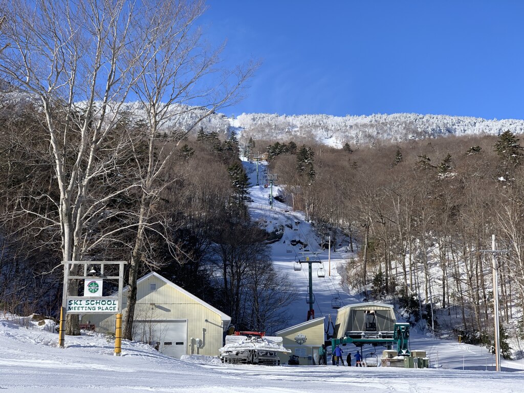 Looking up Chair #2 at Mad River Glen, January 2019