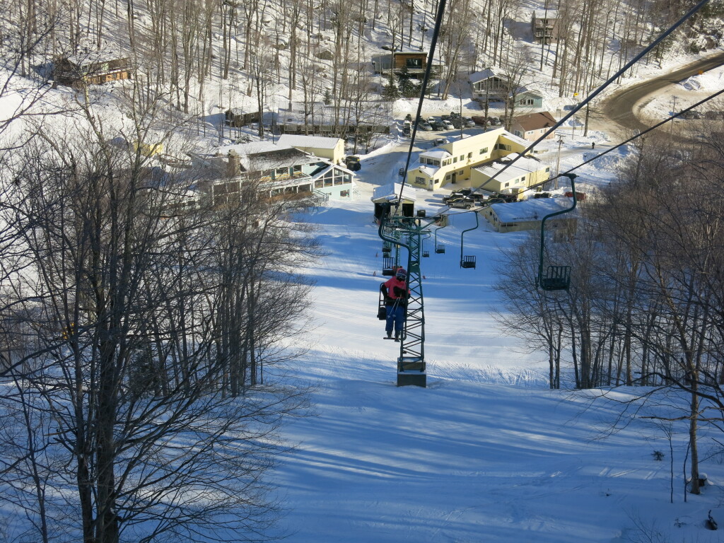 Compact base area at Mad River Glen, January 2019