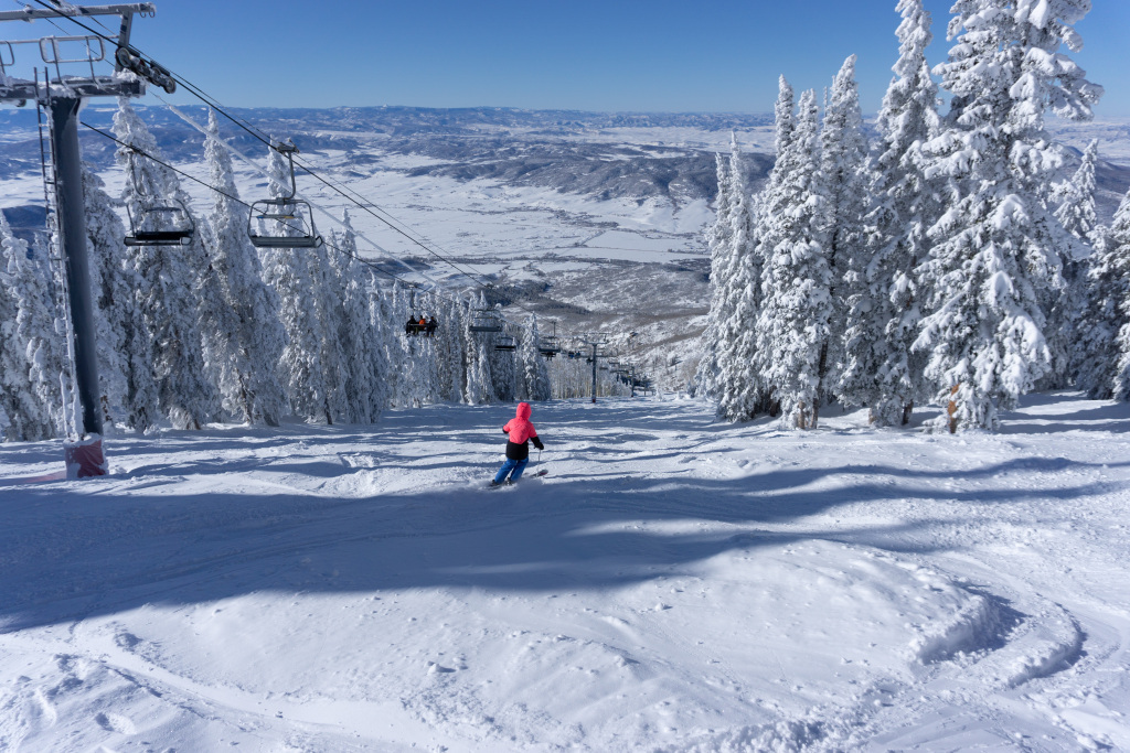 Soft snow on Sundown Liftline at Steamboat, December 2019