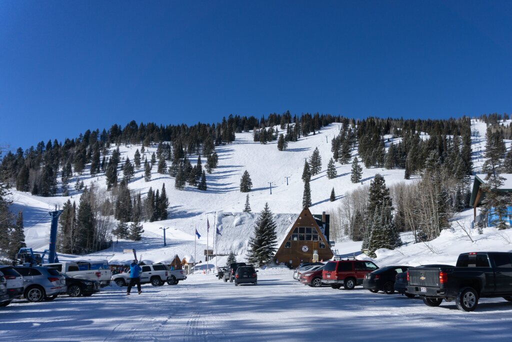 View of Beaver Mountain from the parking lot, February 2020