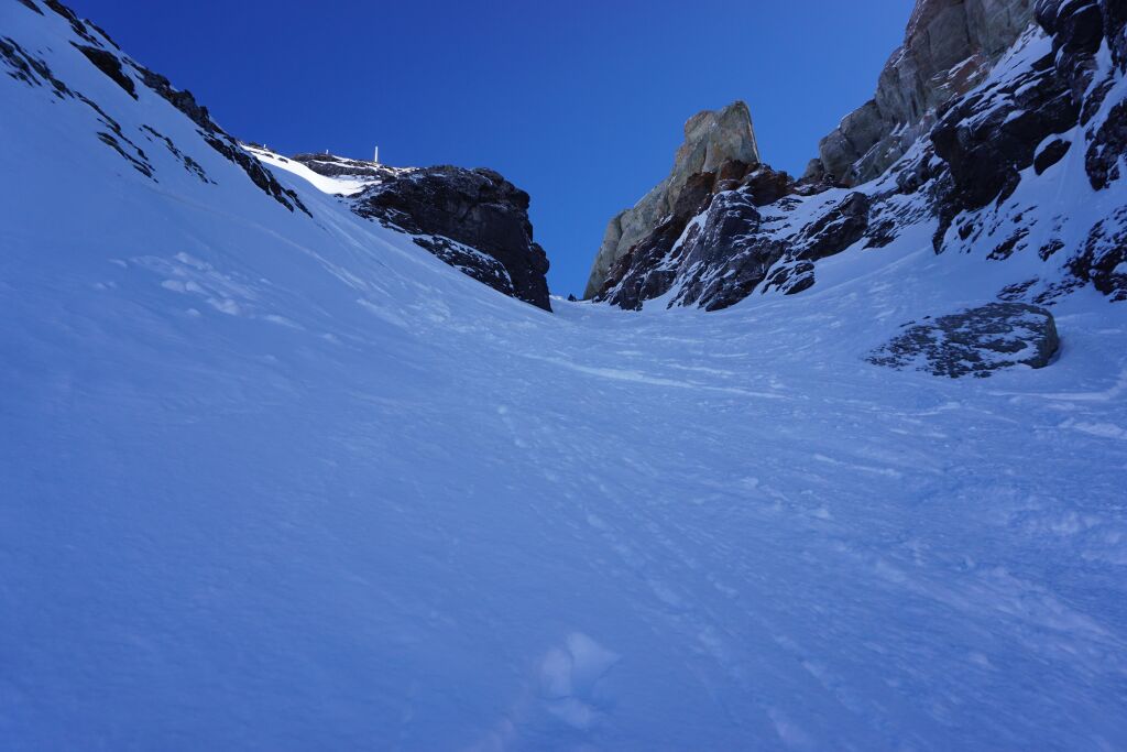 Looking up Gold Hill Chute #9 at Telluride, March 2020