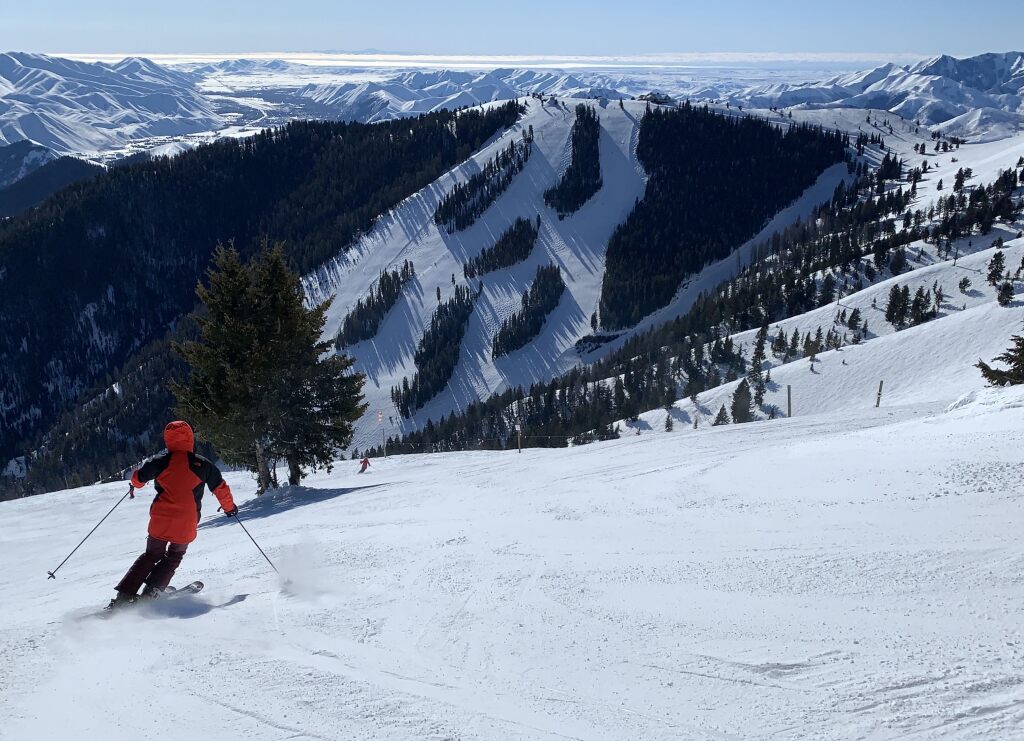 View of Seattle Ridge from Christmas Ridge at Sun Valley, February 2020