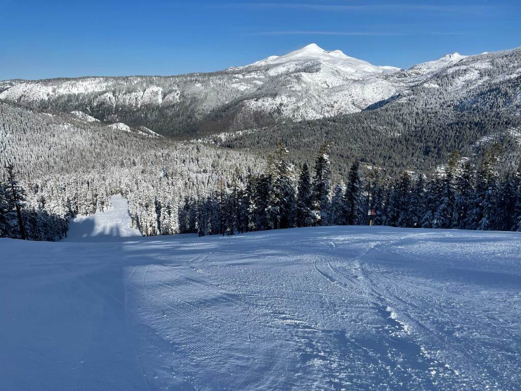 Pyramid Peak from the top of West Bowl at Sierra-at-Tahoe, Feb 2021