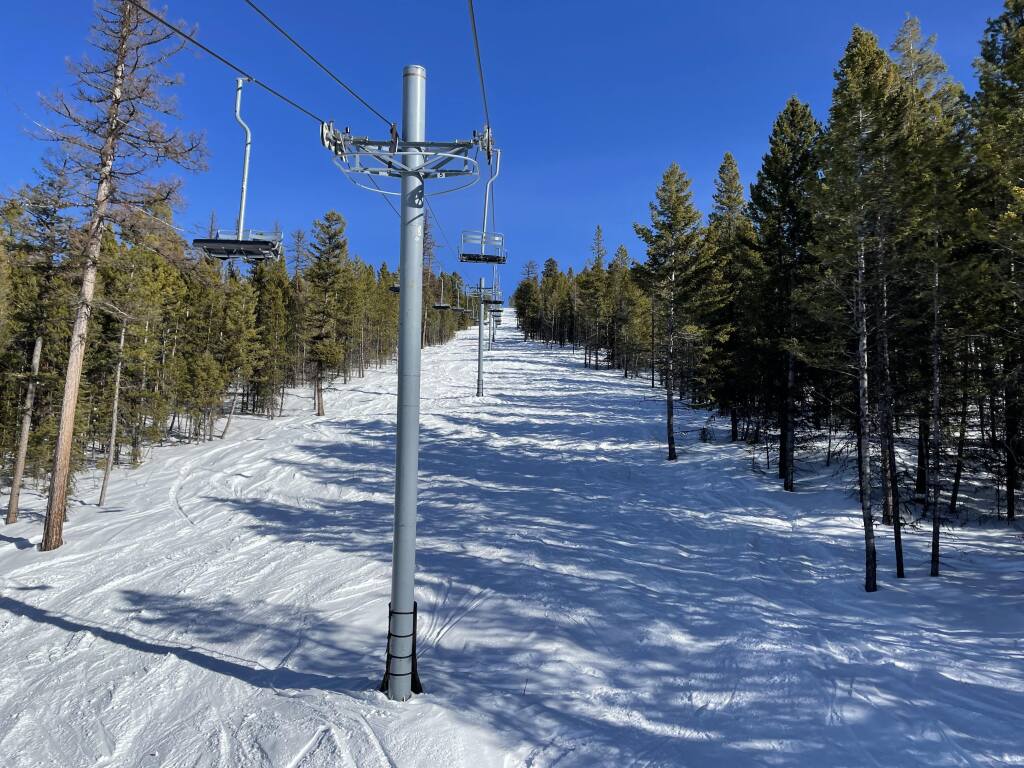 Snow Park chair at Montana Snowbowl, January 2022
