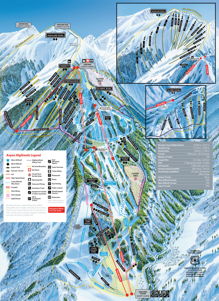 Aspen Highlands trail map 21/22