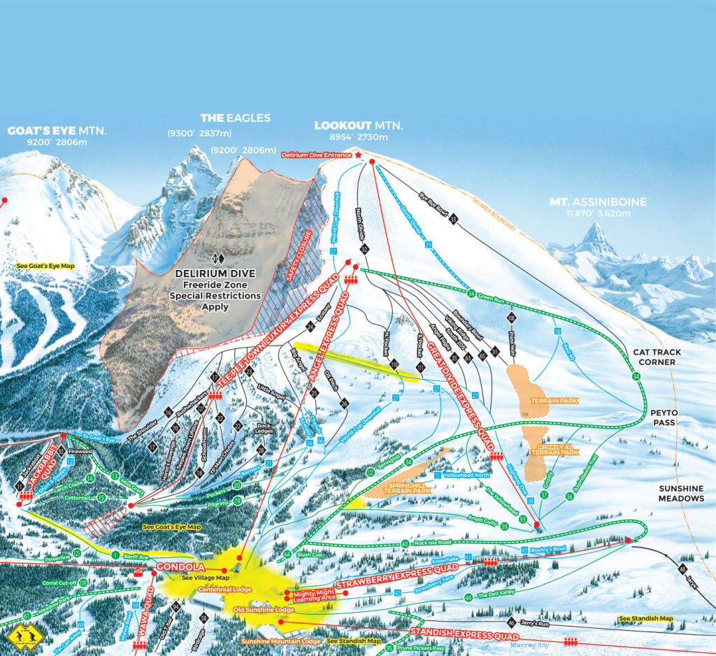 Banff Sunshine Lookout Mountain trail map 21/22