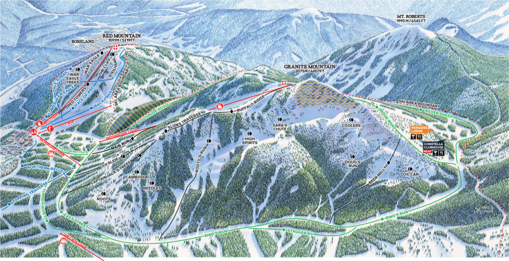 RED Mountain Resort Granite Bowl trail map 22/23