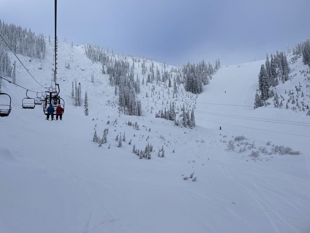 Upper "Main Run" at Red Mountain Resort, January 2023