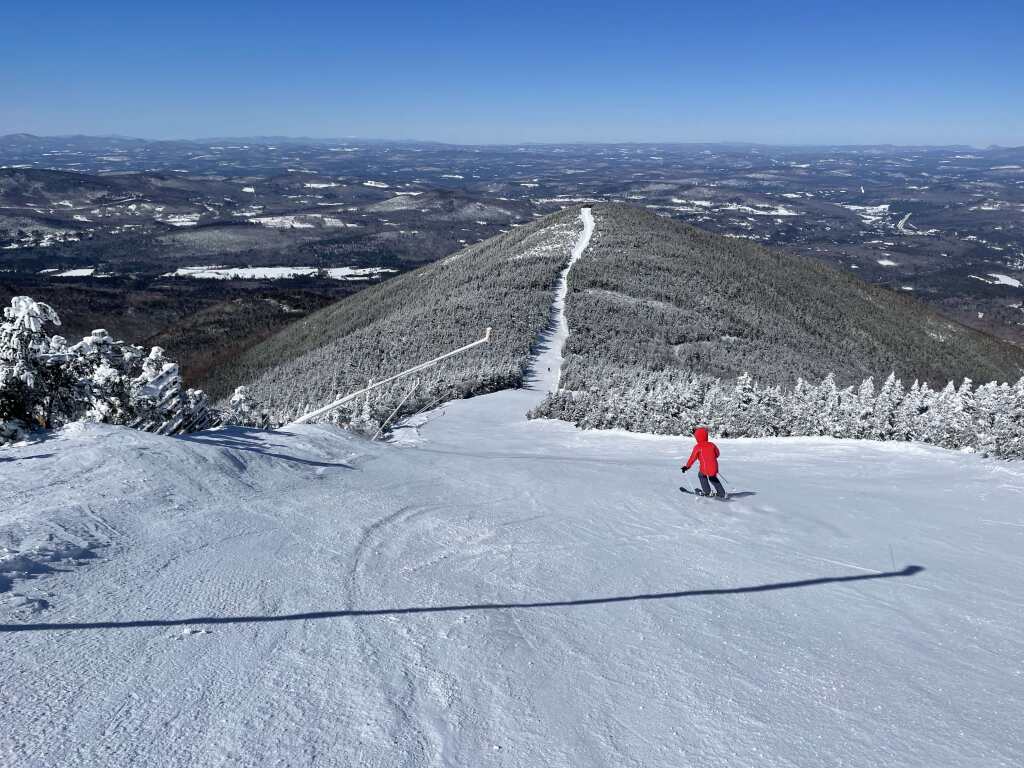 Taft Slalom intermediate groomer at Cannon Mountain, March 2023