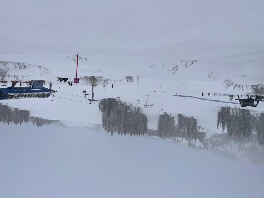 Base of the Apex and Sunrise chairs at Solitude, February 2024