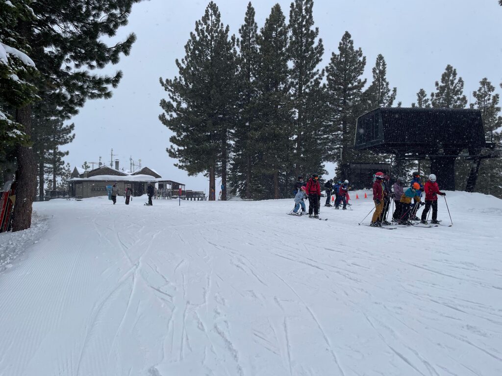 Top of the Lakeview Quad and the mid-mountain Snowflake lodge, March 2024