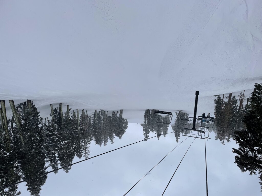 "Lightning" groomed black run at Diamond Peak, March 2024