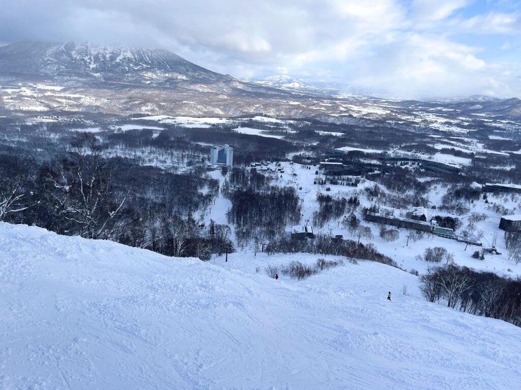 View of the Hilton and Niseko Village base area, February 2025