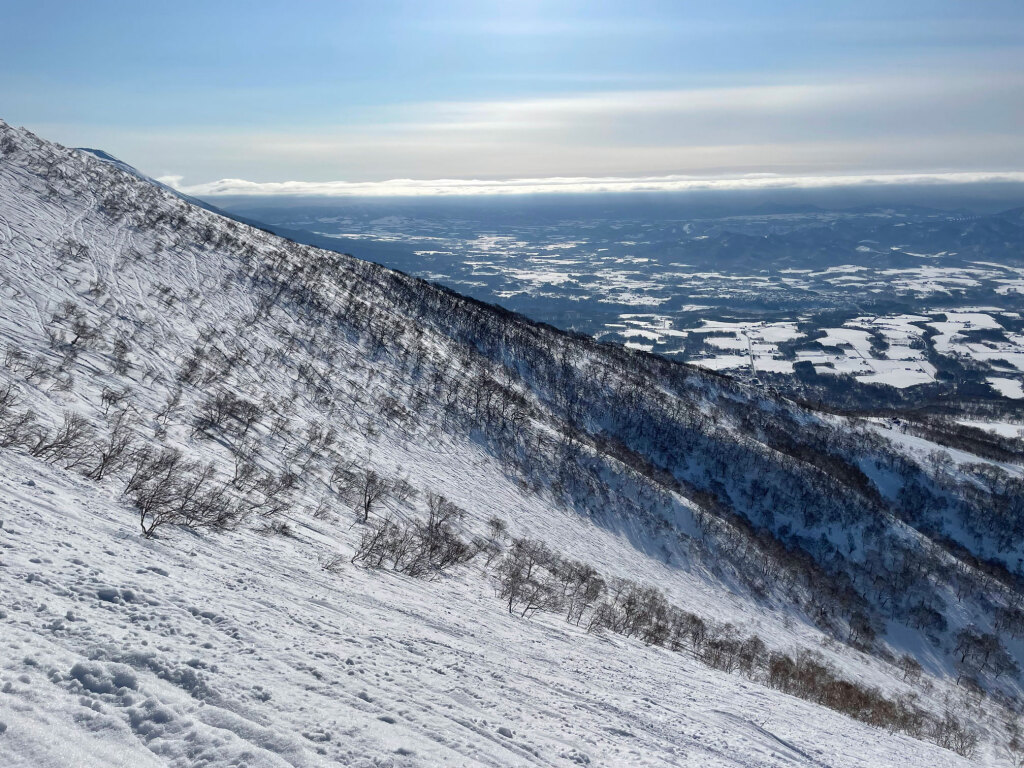 The first bowl off gate 2 at Annupuri Niseko resort, February 2025