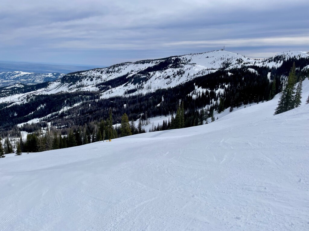 View of Microwave and Bowl 4 hike-to terrain from Bomber Bowl at Mission Ridge, March 2025