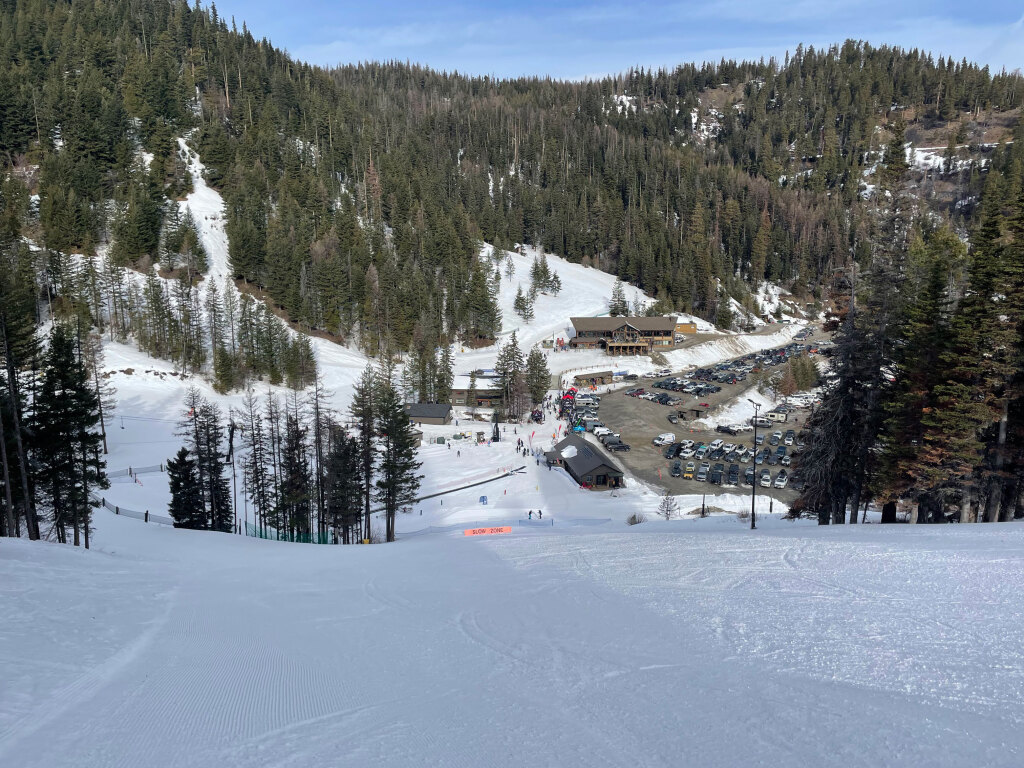 Tidy base area from chair 4 terrain at Mission Ridge, March 2025