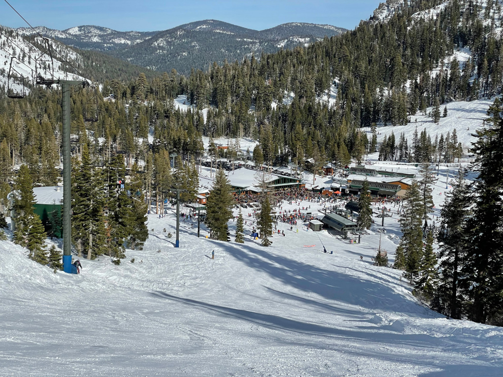 Alpine Meadows base area at Palisades Tahoe, January 2026
