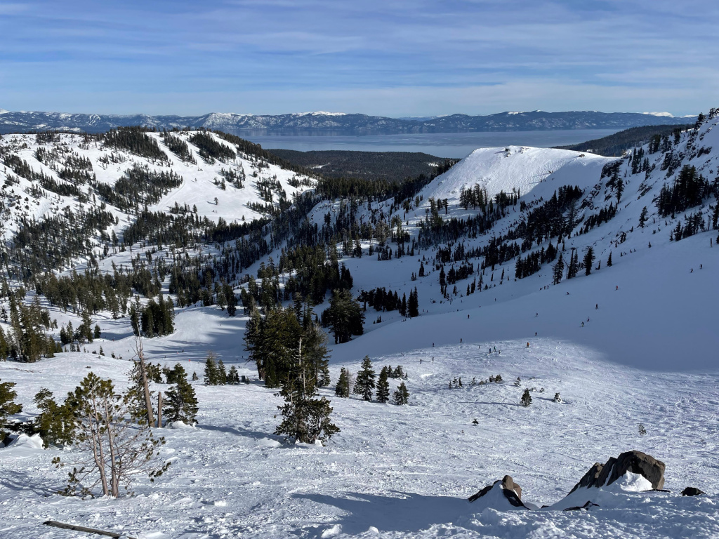 Lake view from the Alpine Meadows side of Palisades Tahoe, January 2026