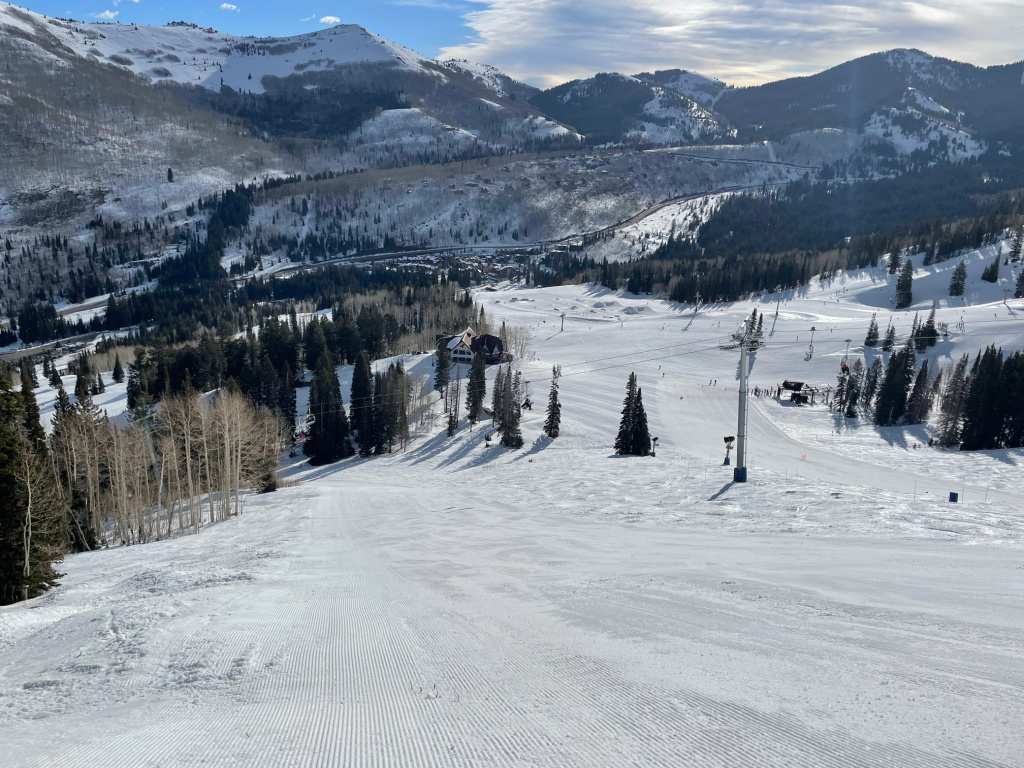 "Sundancer" is very steep for a blue run at Solitude, March 2026