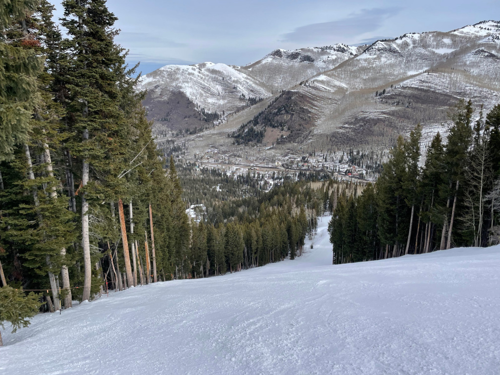 Groomed black "Challenger" off the Eagle lift at Solitude, March 2026
