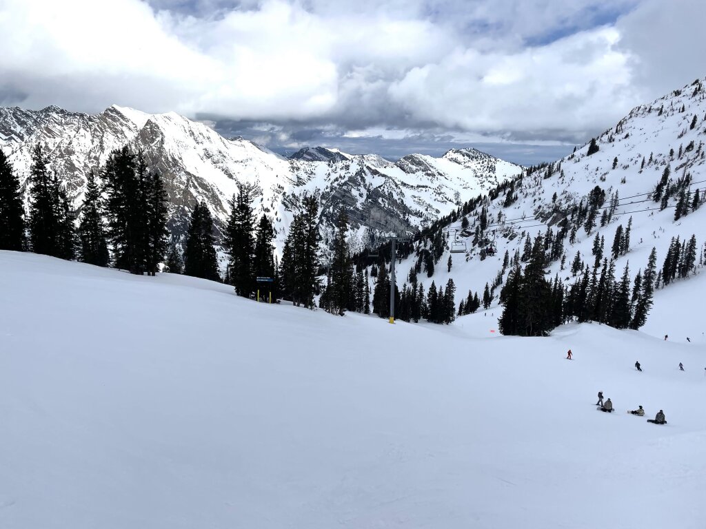 Top of Peruvian at Snowbird, March 2026